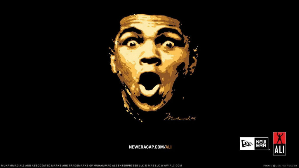 Bold Muhammad Ali Wallpaper: Iconic Boxer in Golden and Black Art