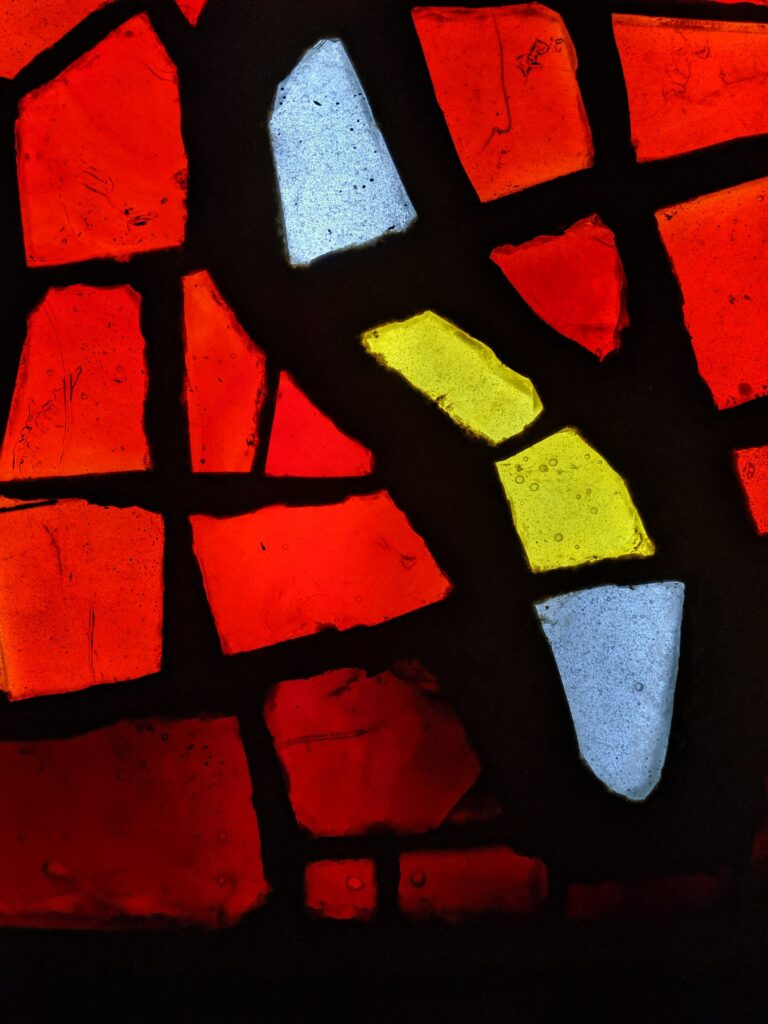 Vibrant Multicolored Abstract Wallpaper: Bold Red, Blue & Yellow Art