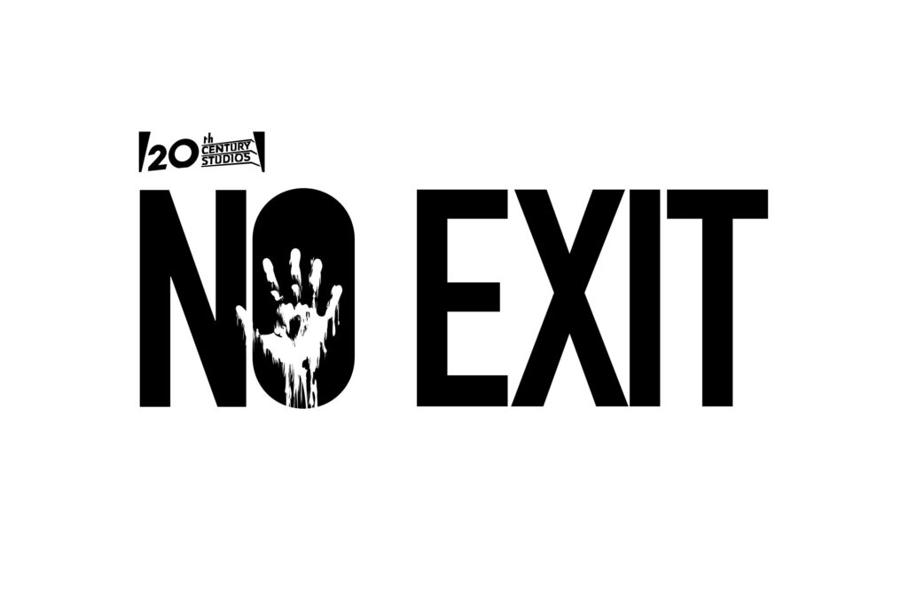 NO EXIT Wallpaper: Striking Black Text & Handprint on White Background