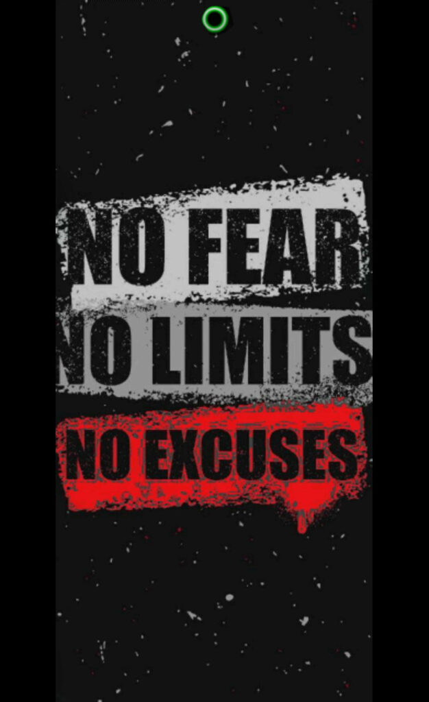 Bold 'No Fear, No Limits' Wallpaper with Gritty Background & Punch Hole
