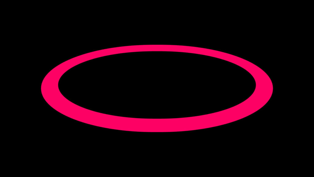 Minimalist Neon Pink Elliptical Ring on Black Background Wallpaper