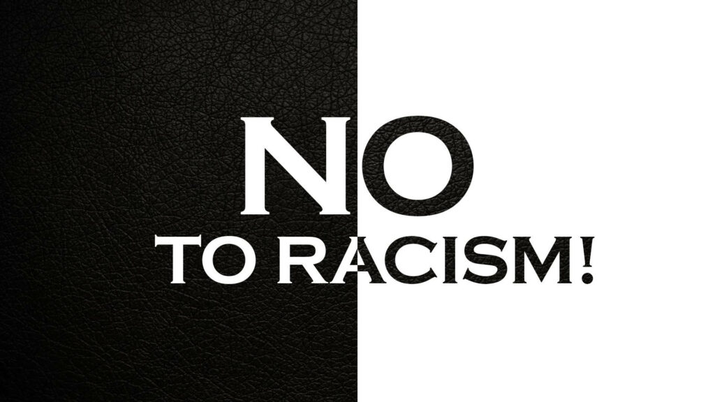 Bold No to Racism Wallpaper: Unity in Black & White Design