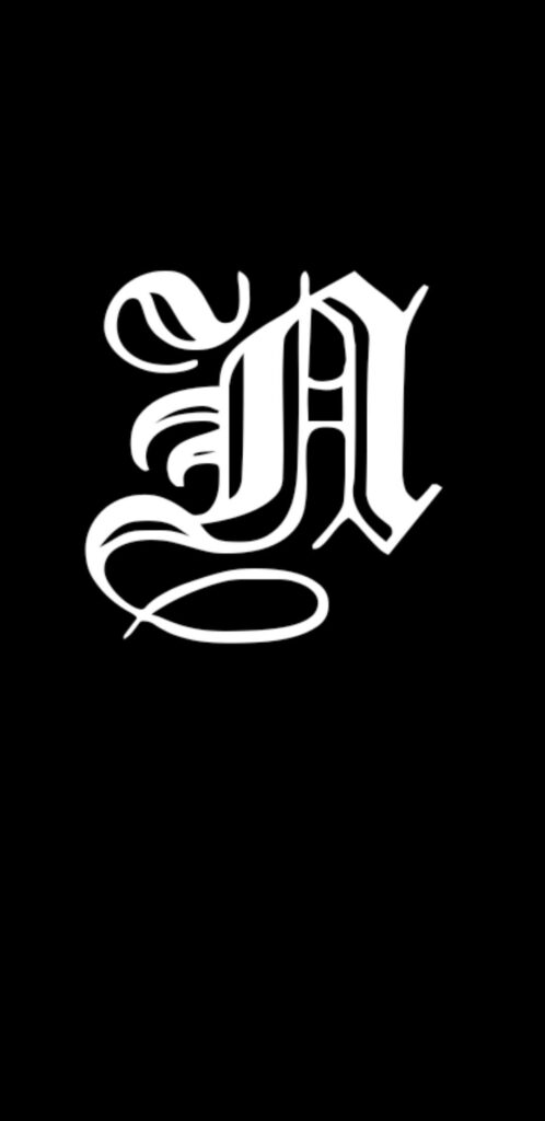 Bold White 'N' Wallpaper: Classic Old English on Black Background