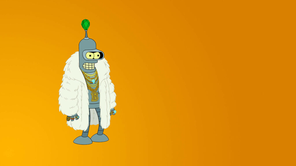 Bold Orange Bender Wallpaper: Futurama's Stylish Metallic Design