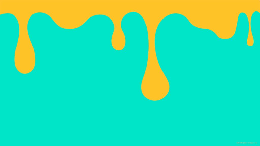 Bold orange liquid dripping on bright teal background vibrant abstract minimalist wallpaper