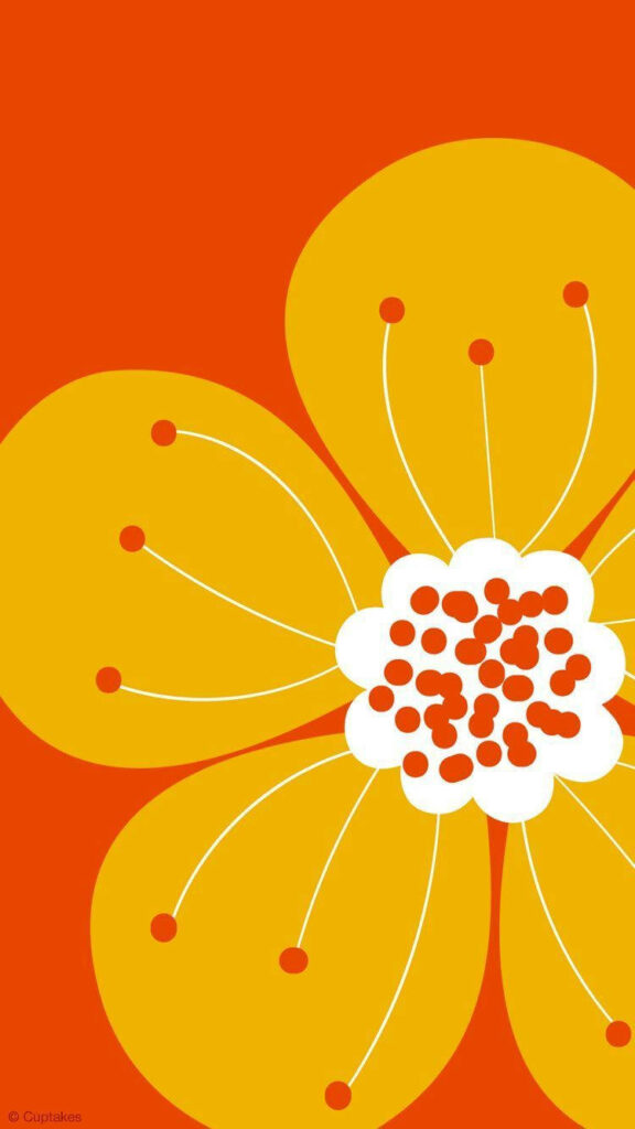 Bold Abstract Wallpaper: Vibrant Orange Flower on Bright Background