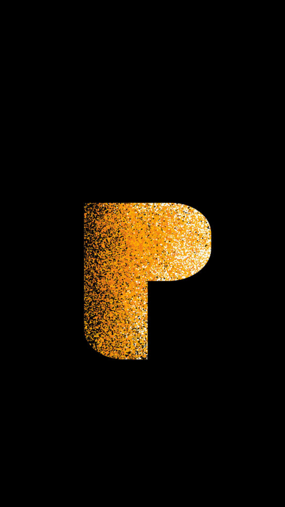 Bold Black Wallpaper with Glittering Gold 'P' Design