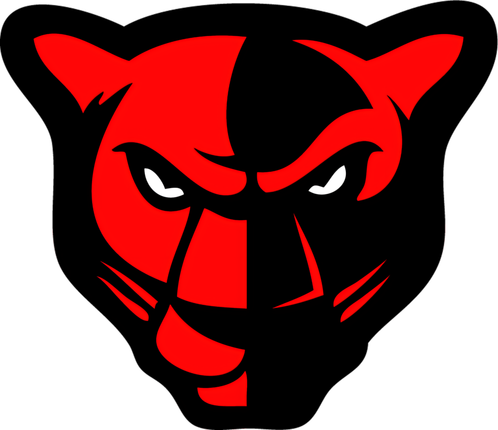 Edgy Panther Face Wallpaper: Bold Red & Black Graphic Design