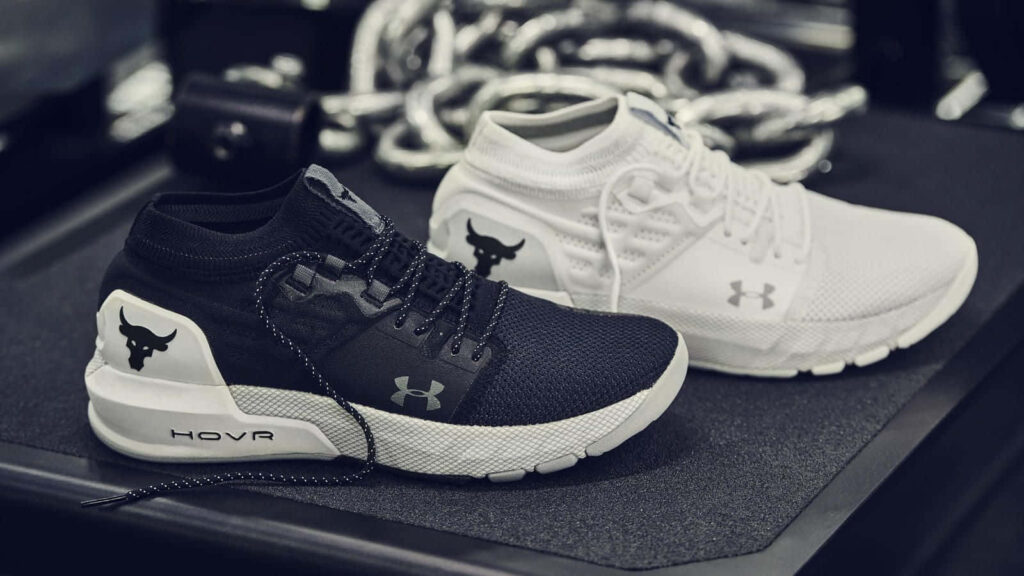 Project Rock Shoes: Bold Black & White Wallpaper for Athletes