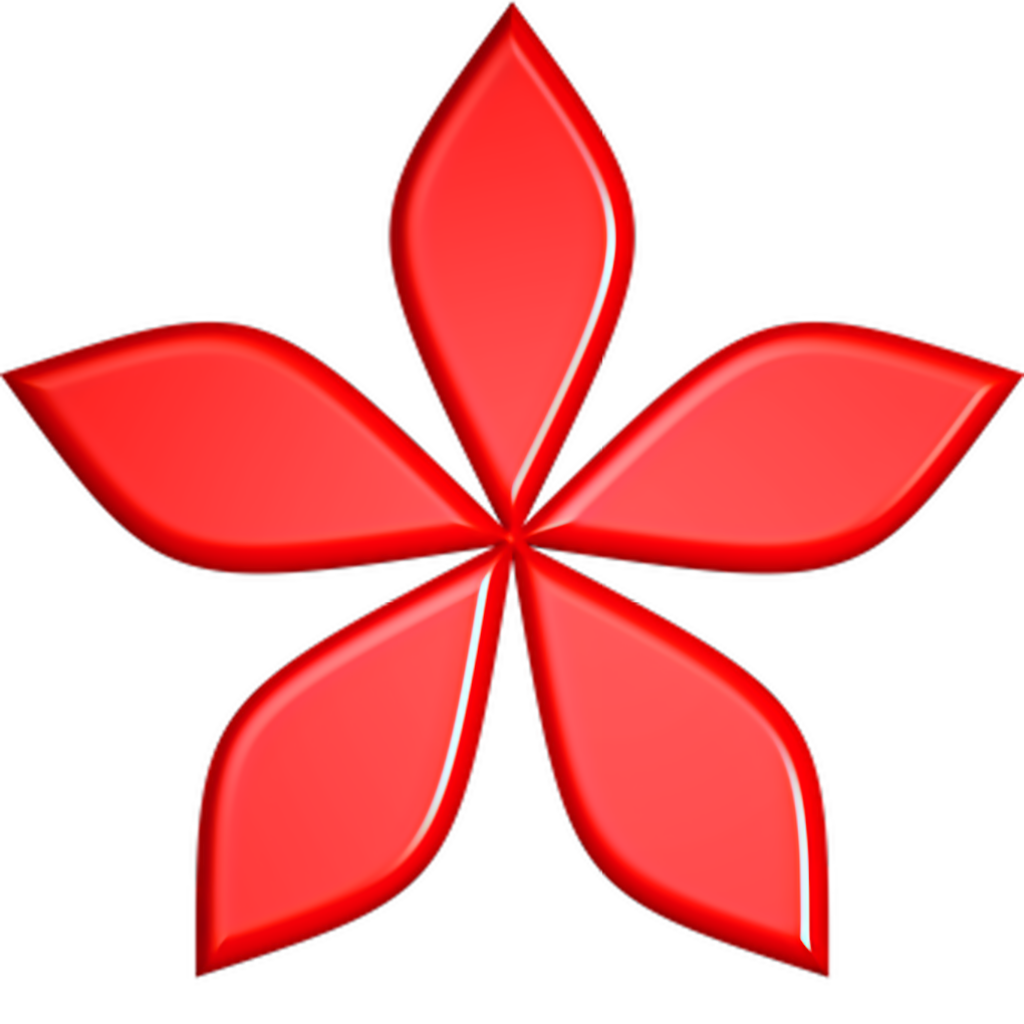 Glossy Red Abstract Flower Wallpaper on Transparent Background