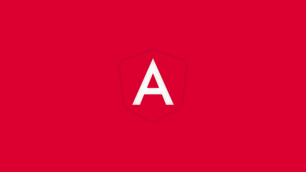 Bold red wallpaper with centered Angular logo perfect for Angular developers and fans