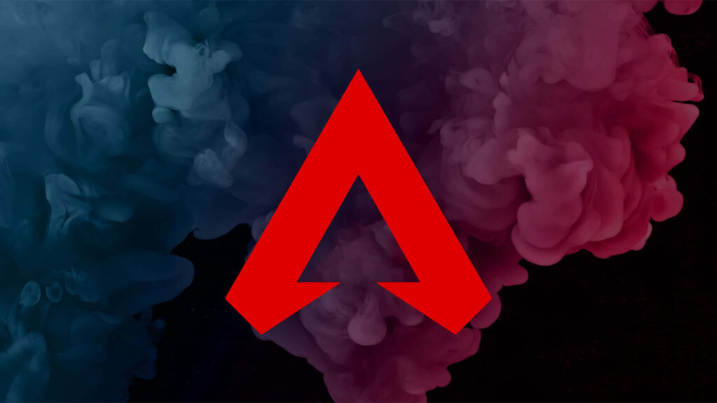 Red Apex Legends logo with swirling blue and purple smoke dynamic modern gaming wallpaper background
