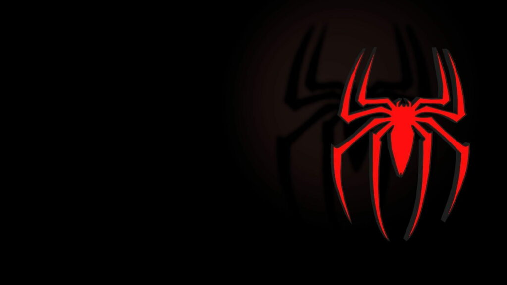 Bold red and black Spider-Man logo HD wallpaper on dark background, modern and dramatic design