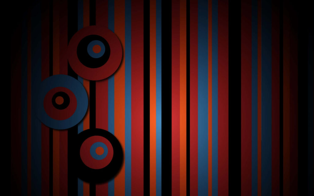 Bold Red & Blue Abstract Wallpaper with Stripes and Circles Background