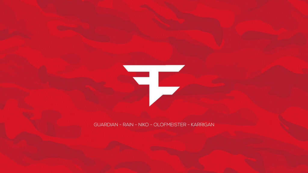 Bold Red Camo Wallpaper with Faze Clan Logo & Player Names