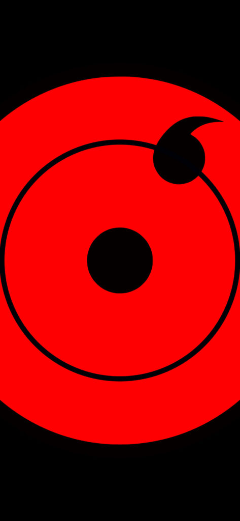 Bold Red Concentric Circles on Black Minimalist Wallpaper Background