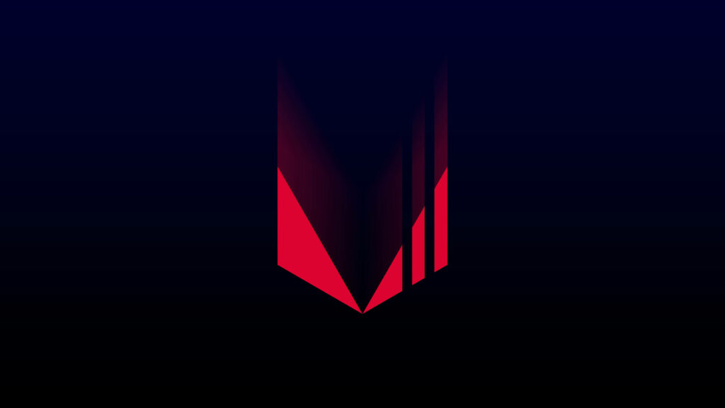 Sleek 4K AMD inspired red geometric streak wallpaper on dark gradient modern tech background