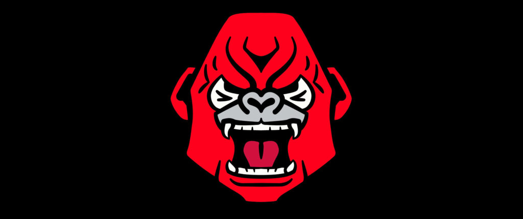 Fierce Red Gorilla Head Wallpaper on Bold Black Background