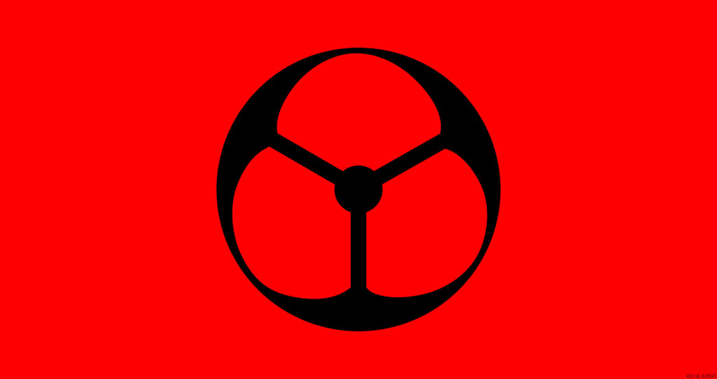 Minimalist Red Background with Striking Black Logo Wallpaper