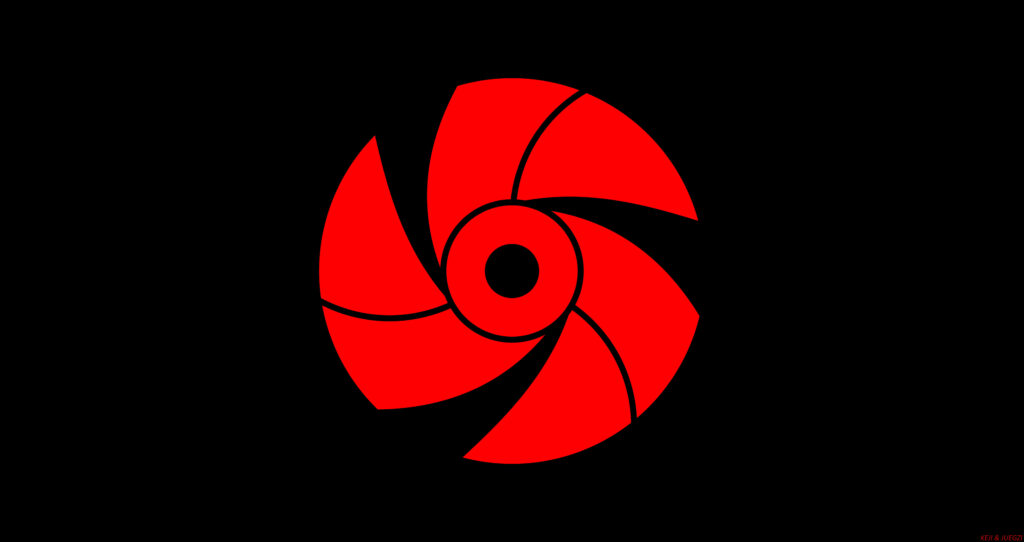 Bold Red Rotating Wallpaper: Dynamic Abstract Design on Black Background
