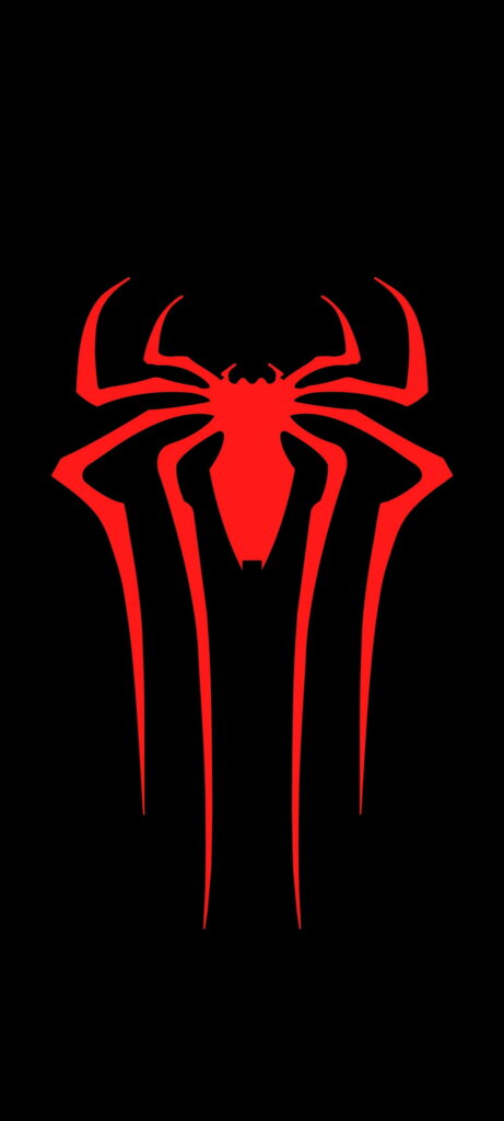 Bold red Spider-Man logo on sleek black background HD phone wallpaper, modern and striking design