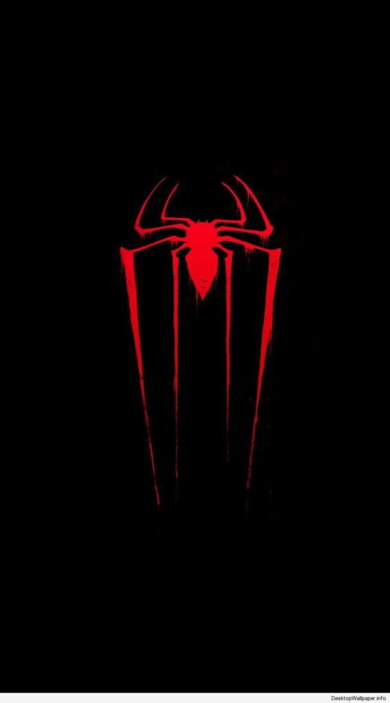 Red Spiderman logo on sleek black background, bold HD wallpaper for Android phones, modern design