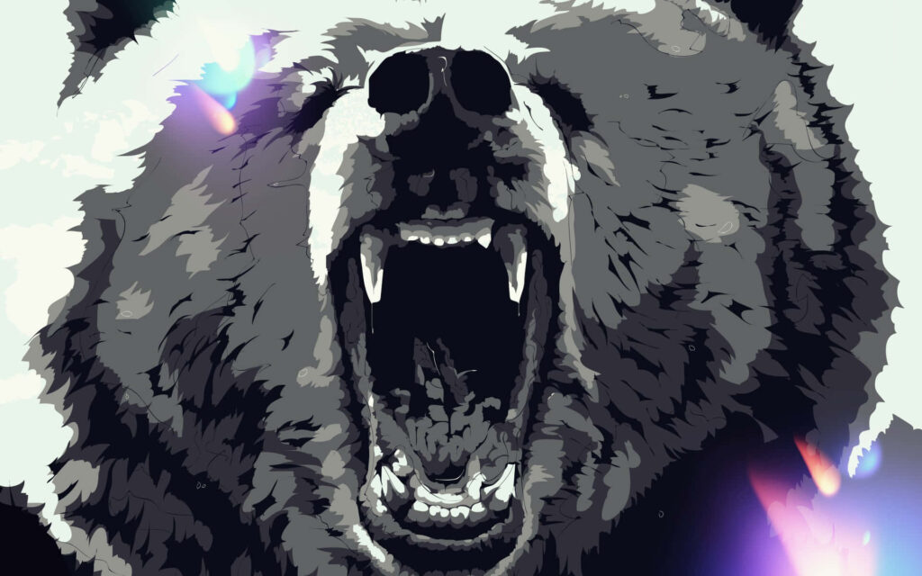 Bold Roaring Bear Wallpaper with Dynamic Lighting Effects
