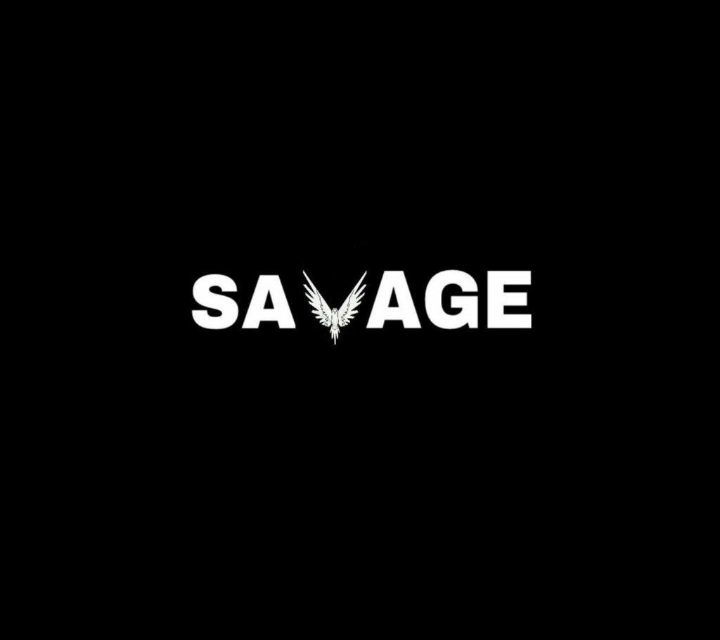 SAVAGE Minimalist Wallpaper: Bold Design with Stylized Wing Accent