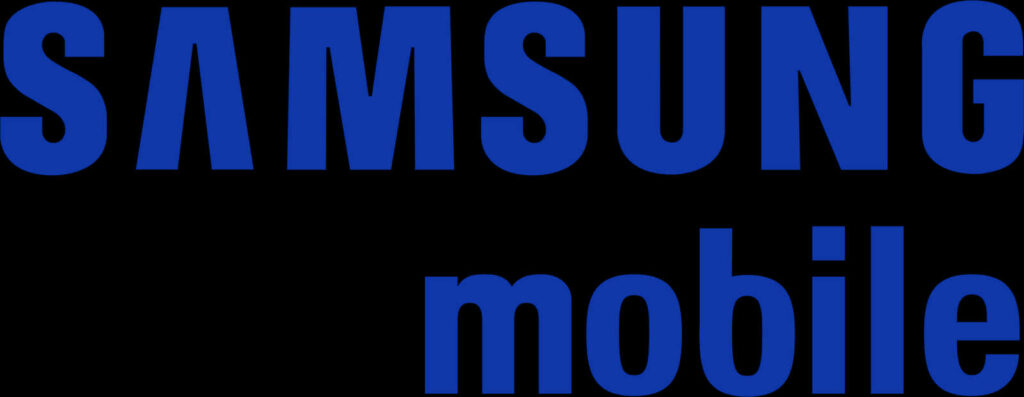 Bold Samsung Mobile Logo Wallpaper in Striking Blue PNG