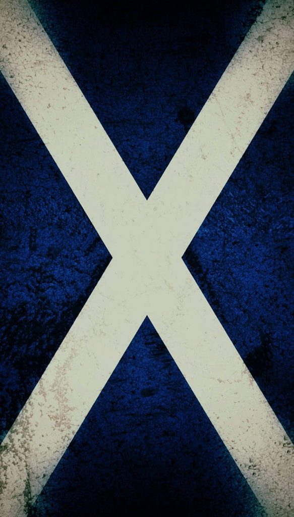 Minimalist Scottish Saltire wallpaper white diagonal cross on textured deep blue background