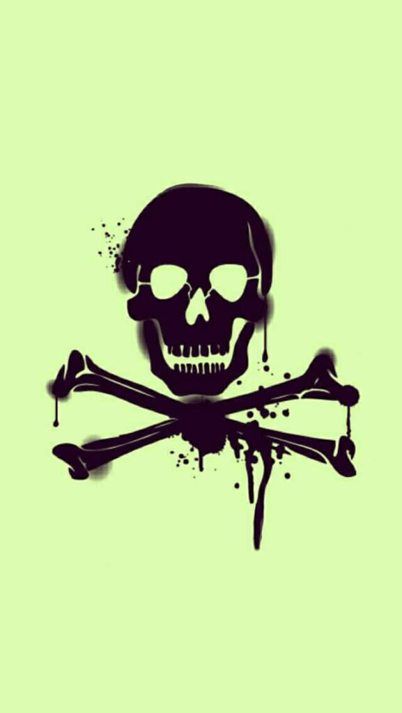 Bold Skull & Crossbones Wallpaper: Dripping Ink on Light Green