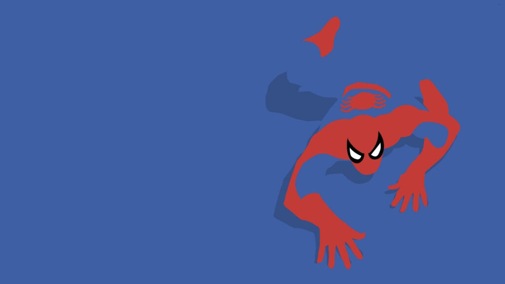 Minimalist Spider-Man Wallpaper: Bold Red & Blue Design on Blue Background