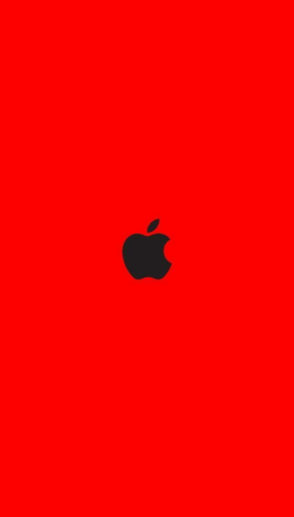 Vibrant Red Bliss: Captivating Apple Logo on Iphone Xr Red Background Wallpaper