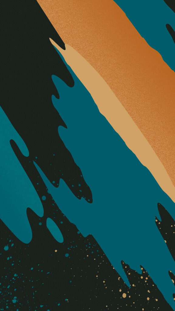 Bold Teal & Orange Abstract Wallpaper with Dynamic Brush Strokes