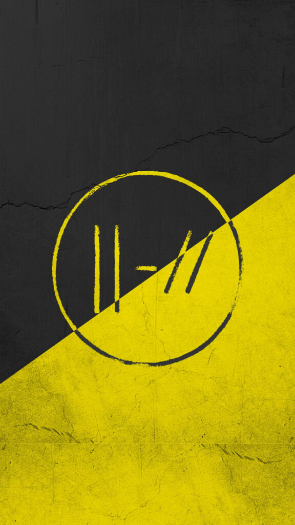 Bold Twenty One Pilots Logo Wallpaper in Black and Yellow Design