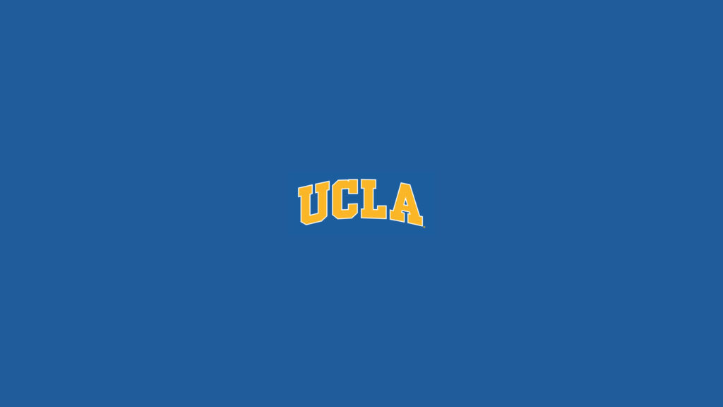 Vibrant Blue UCLA Wallpaper with Bold Yellow Text Design