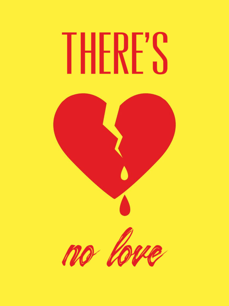 Bold Yellow Wallpaper with Red Heart & Poignant Heartbreak Message