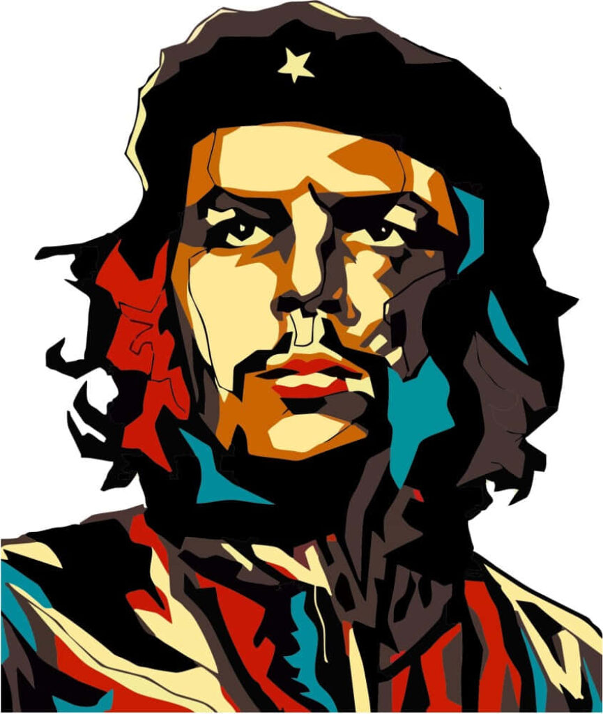 Vector portrait of Che Guevara in bold vibrant colors capturing revolutionary spirit wallpaper