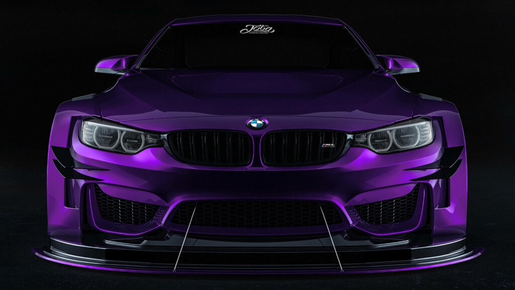Bold violet BMW M3 in Full HD showcasing aggressive front design and sleek sporty details Wallpaper