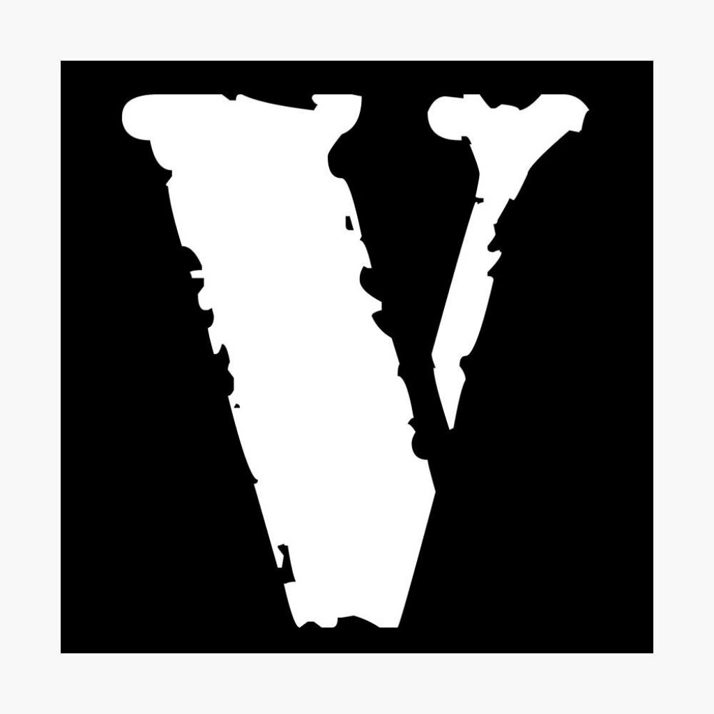 Bold Vlone V Logo Wallpaper: Minimalist Black & White Background