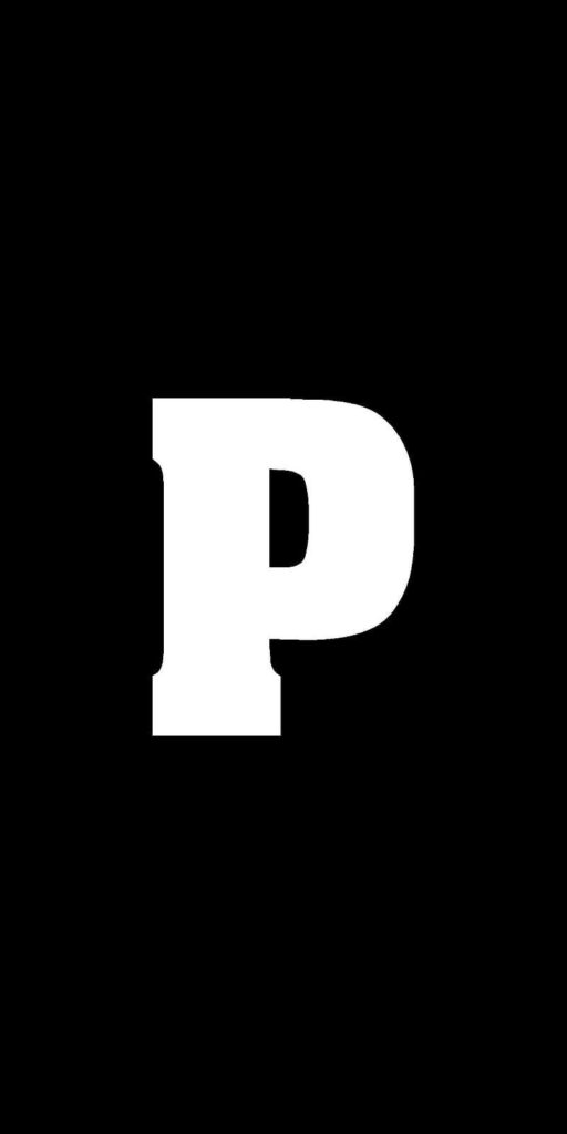 Bold White Letter P on Solid Black Background - Minimalist Wallpaper