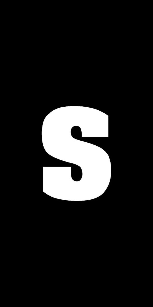 Bold White Letter S on Solid Black Background Wallpaper
