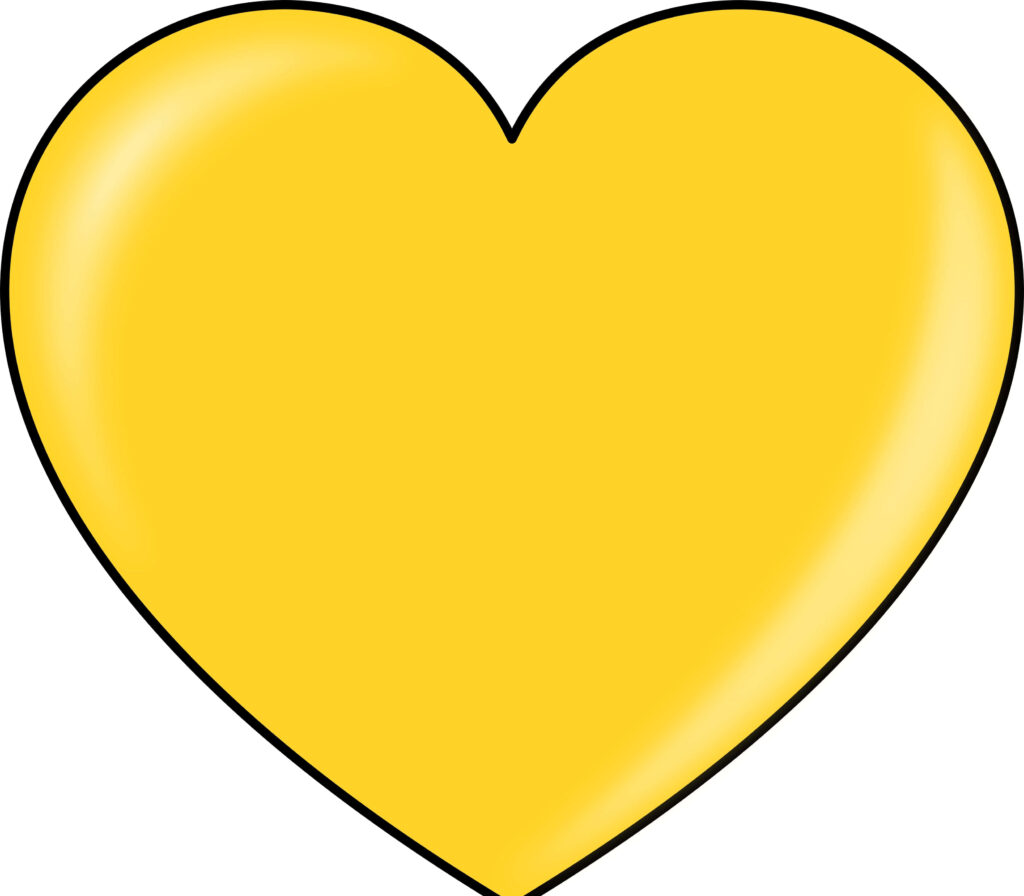 Bold Yellow Heart Graphic on Sleek Dark Wallpaper Background