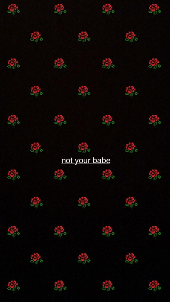 Not Your Typical Bouquet: A Dark and Edgy iPhone Baddie Wallpaper featuring Red Roses and Bold 'Not Your Babe' Typography