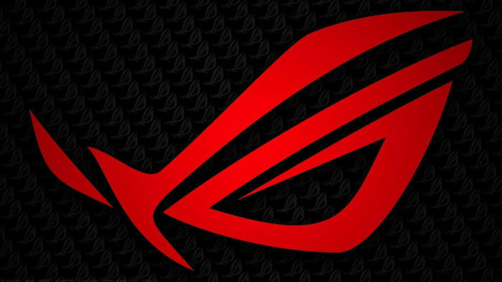Bold and Striking: Vibrant Red ASUS ROG Logo on Sleek Black Canvas Wallpaper