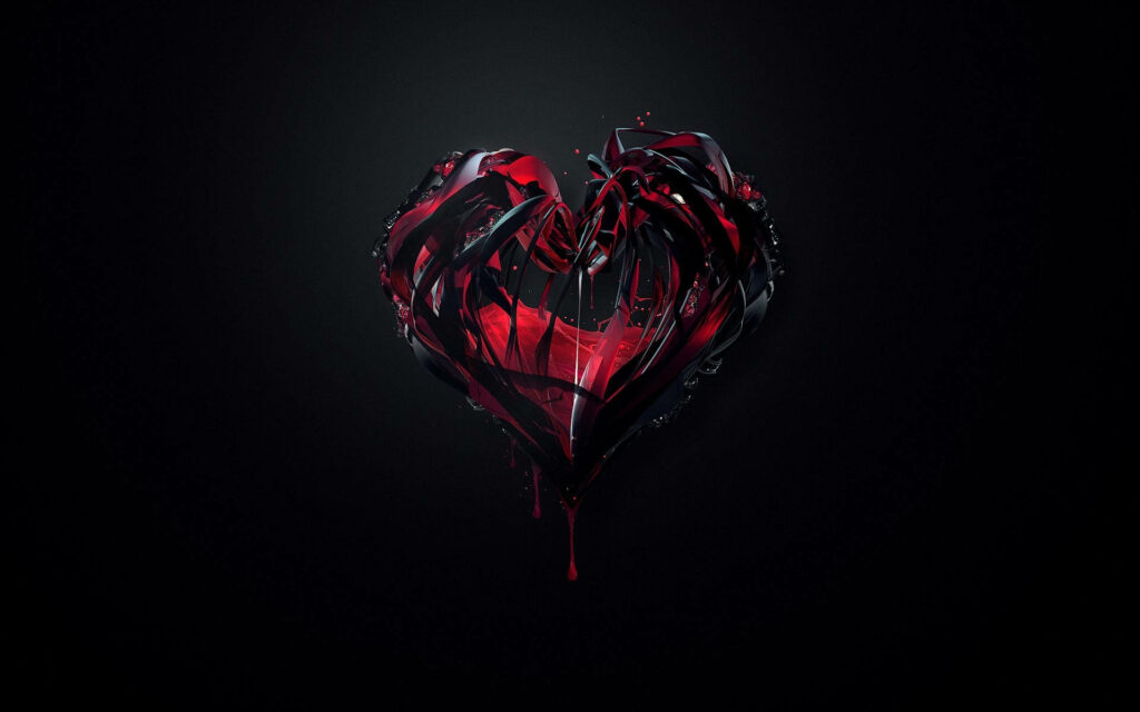 Heart: A Harmonious Blend of Radiant Reds, Intense Blacks, and Subtle Greys Wallpaper
