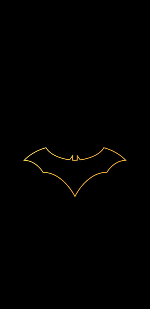 Bold and Vibrant Yellow Batman Logo on Pixel 3 XL Black Background Wallpaper
