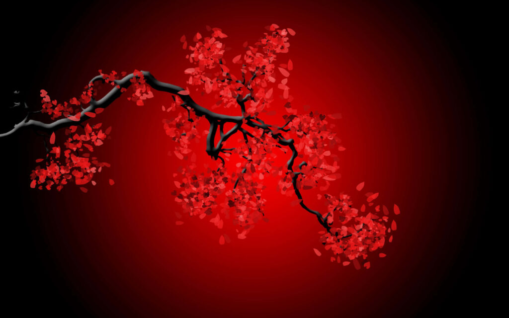 Red Minimal Tree Branch Aesthetic Background Wallpaper