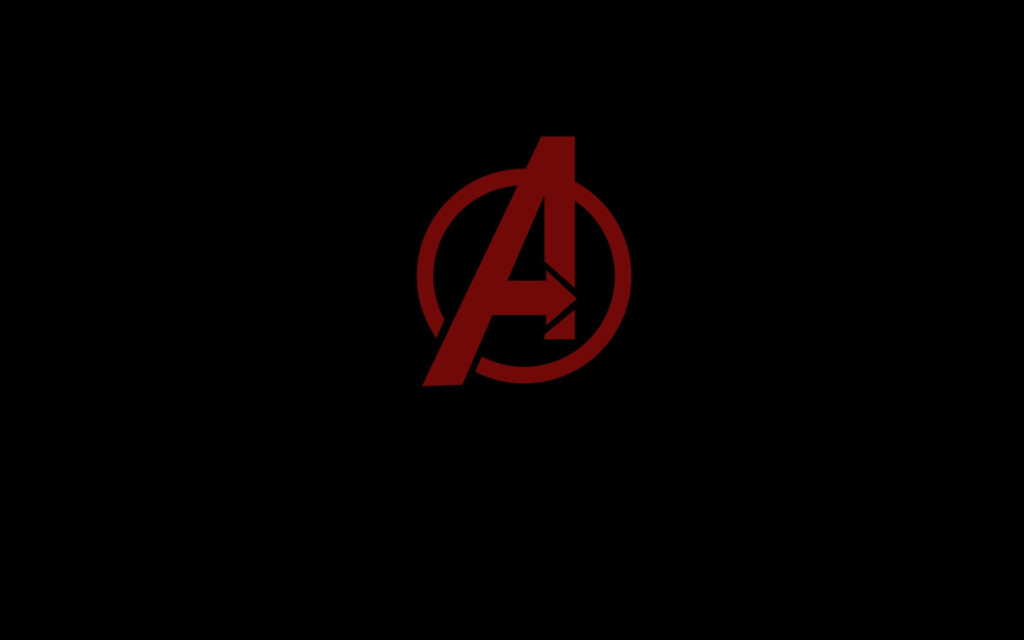 Iconic Marvel Avenger Logo Shines Vibrantly against Sleek Black Canvas Wallpaper