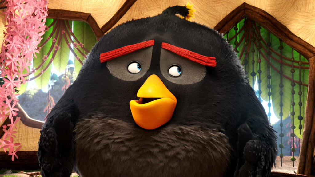 Explosive Angry Birds Wallpaper: Bomb in a Colorful Indoor Scene